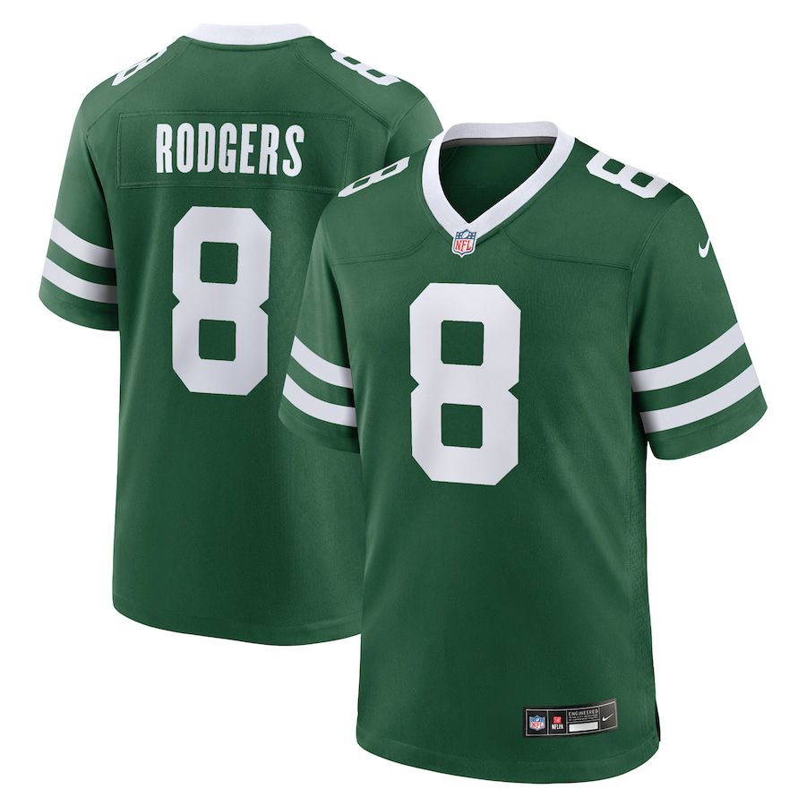 Men New York Jets 8 Aaron Rodgers Nike Legacy Green Game NFL Jersey